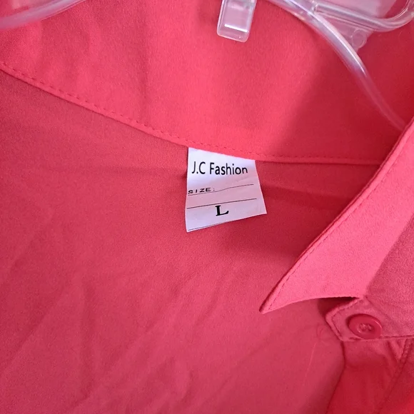 Women's NWT Summer Beach Shirt Dress Cover-up Loose Dress Coral Shrimp Color L. - Picture 3 of 5